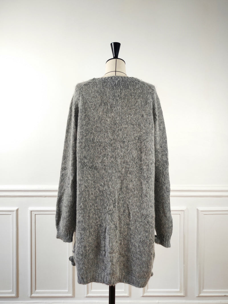Long sweater hand knitted in cashmere wool