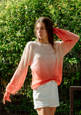 Dip dyed coral cashmere sweater 