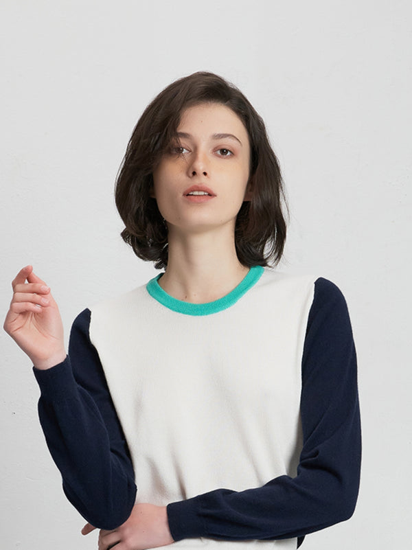 Color block cashmere blend sweater