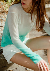 Dip dyed turquoise cashmere sweater